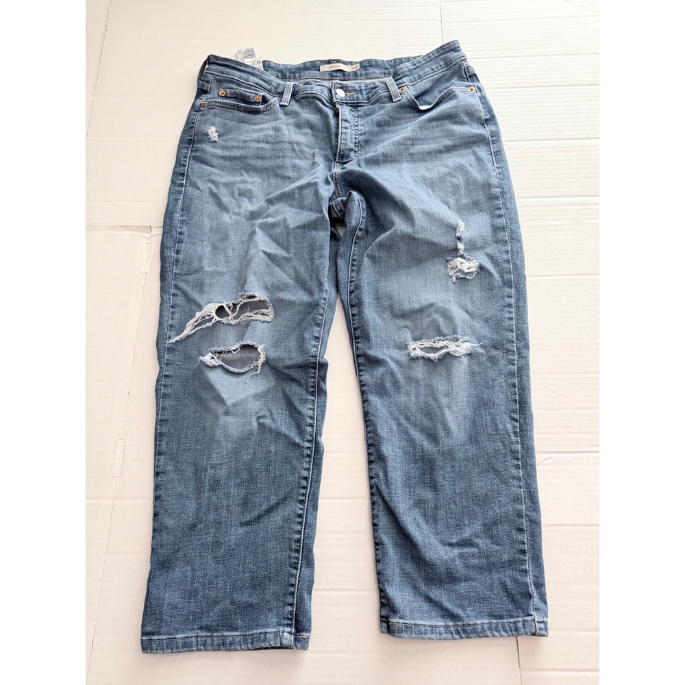 Levis Boyfriend Jeans 16W Medium Wash Distressed Ripped Denim 28944-0029